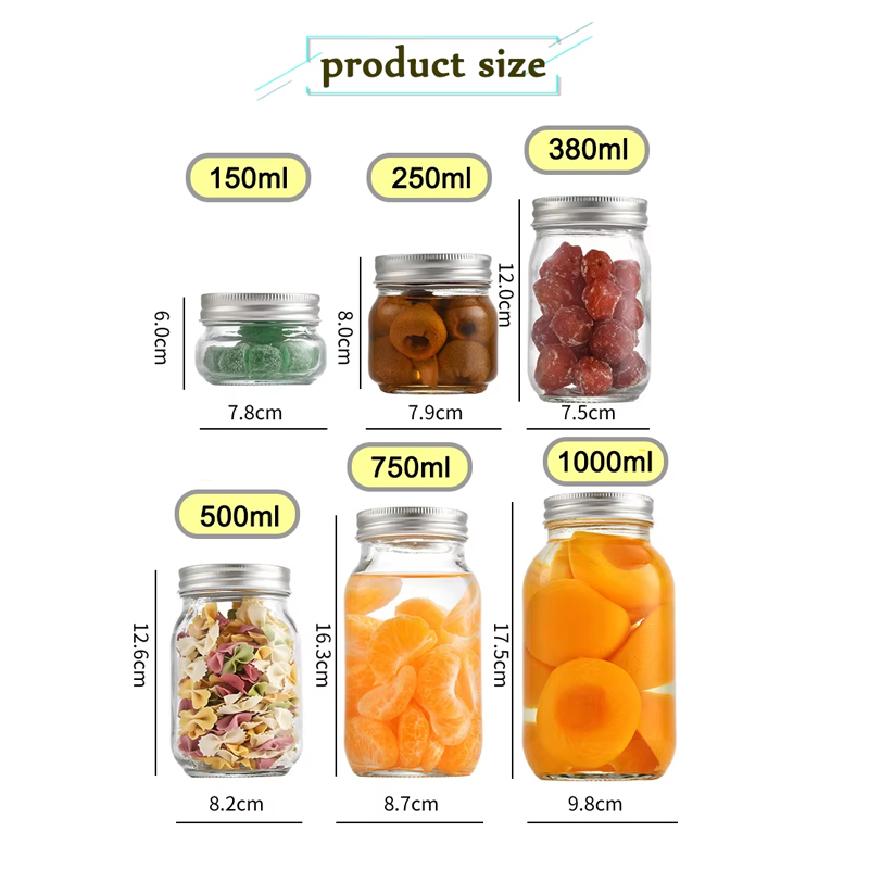 Pot Mason en verre à large ouverture avec bouchon à vis 