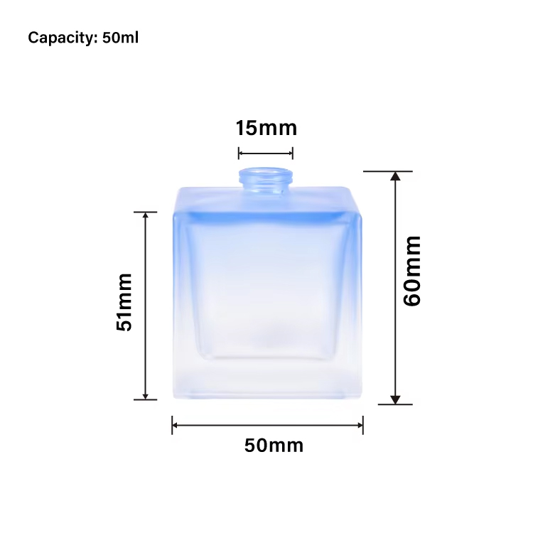 Flacon pulvérisateur de parfum en verre bleu-vert rechargeable givré de 50 ml