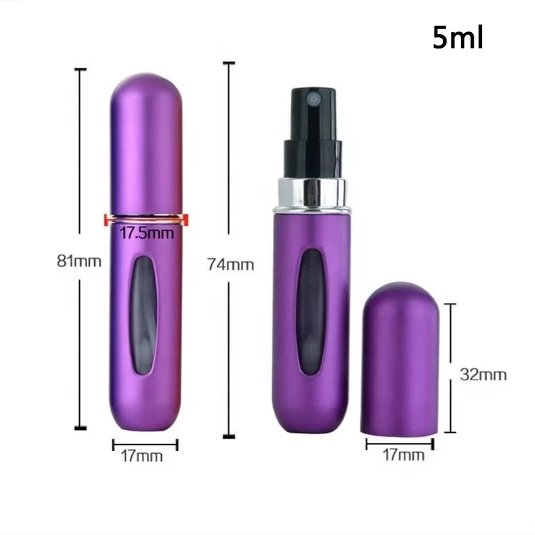 Mini bouteille portative d'atomiseur de parfum en aluminium de 5 ml