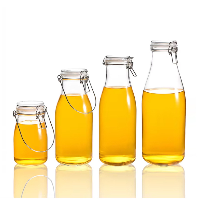 0.5L 1L 1.5L 2L pot de stockage en verre alimentaire de cuisine bocaux en verre hermétiques avec couvercle en verre en caoutchouc