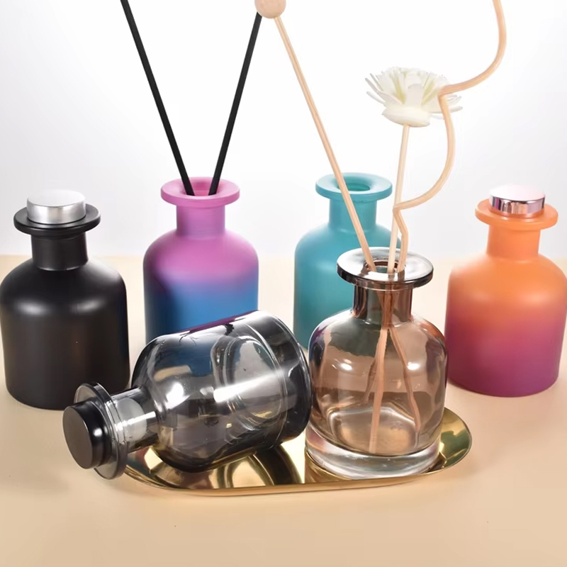 Verre de bouteille de diffuseur de roseau de luxe givré rond de Chine