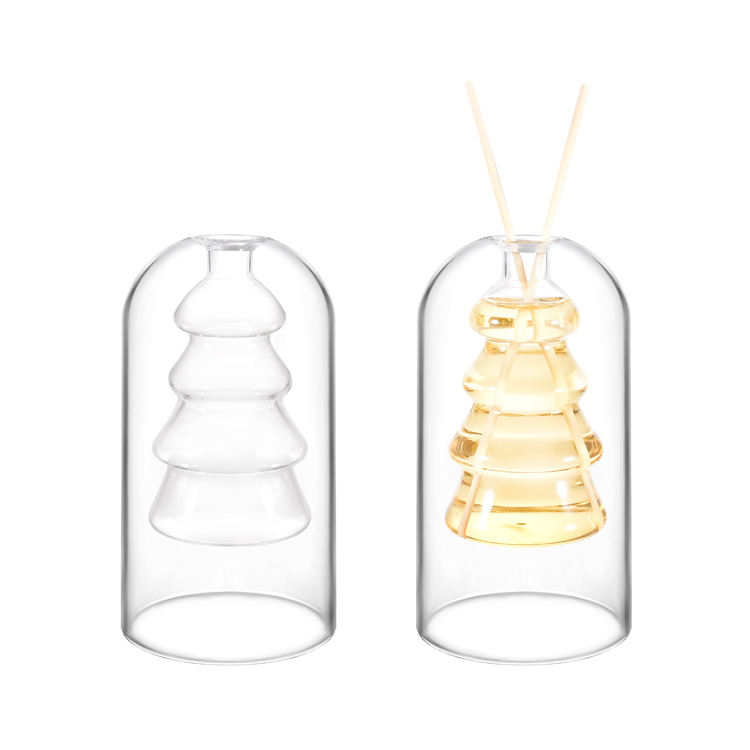 Bouteille de diffuseur de roseaux en verre à haute teneur en Borosilicate à Double paroi, récipient de diffuseur d'aromathérapie décoratif moderne pour parfum de maison