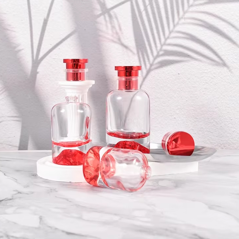 bouteille de jet de parfum de cylindre rond du fond 100ml de volcan de base lourde de 30ml 50ml