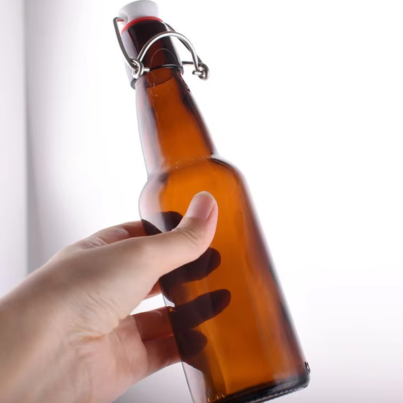 Bouteille vide en gros de bière brune de 330 ml 500 ml 1000 ml à couvercle rabattable