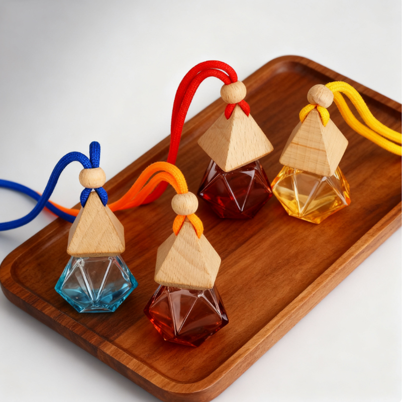 Diffuseur de parfum suspendu en forme de diamant, 8ml, bouteille vide en verre pour désodorisant de voiture, vente en gros