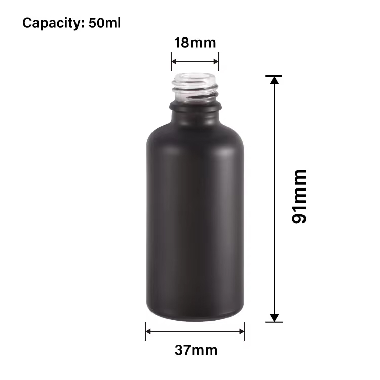 Bouteille de diffuseur de roseau en verre noir ronde de luxe faite sur commande de 50 ml avec le chapeau 