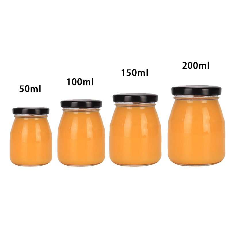 Vide clair 50 ml 100 ml 150 ml 200 ml belle bouteille de pouding en pot de yaourt en verre