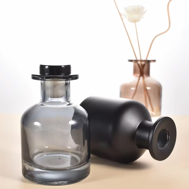 Verre de bouteille de diffuseur de roseau de luxe givré rond de Chine