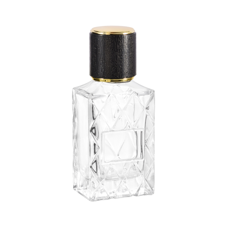 Flacon de parfum en verre gaufré de luxe de 30 ml avec bouchon noir – Emballage de bouteille de parfum transparent personnalisé