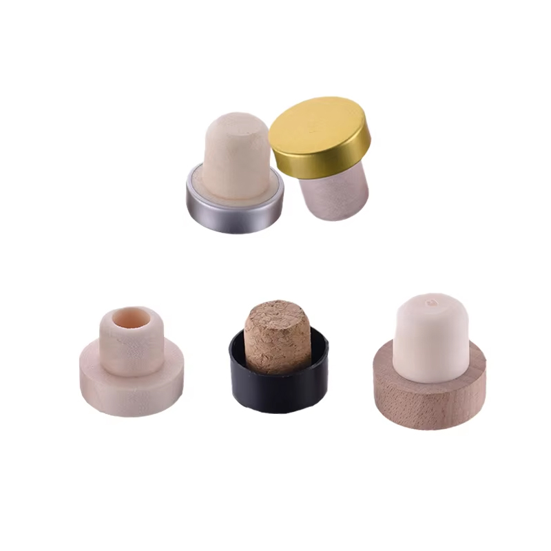 Bouchon supérieur en bois avec barre en T, couvercle de bouteille en bois de liqueur en liège synthétique