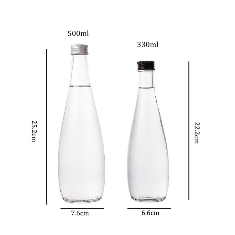 Bouteille d'eau minérale en verre, bouteille de boisson, bouteille de jus de bouleau, 330ml, 500ml