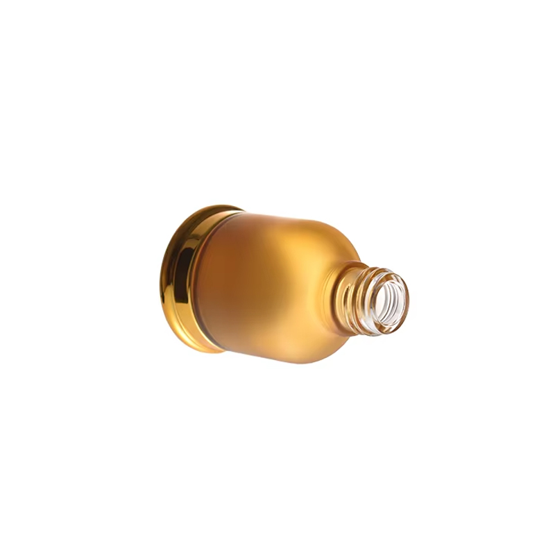 Bouteille d'huile essentielle en verre à fond doré, 25ml, 35ml, 50ml, avec bouchon doré