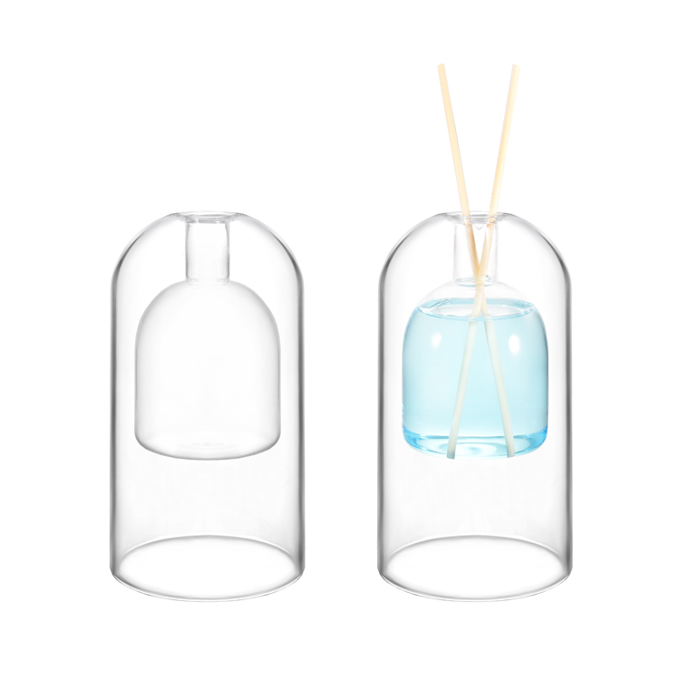 Bouteille de diffuseur de roseaux en verre à haute teneur en Borosilicate à Double paroi, récipient de diffuseur d'aromathérapie décoratif moderne pour parfum de maison