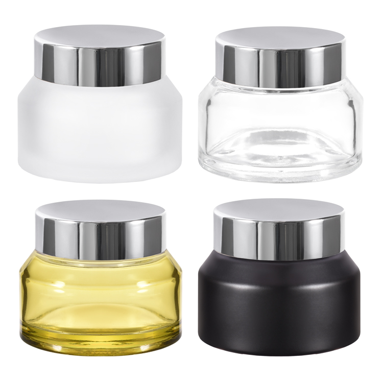 Pot de crème en verre transparent de 10g 30g 50g avec couvercle en plastique brillant qui a de bonnes performances d'étanchéité pour retarder la détérioration oxydative