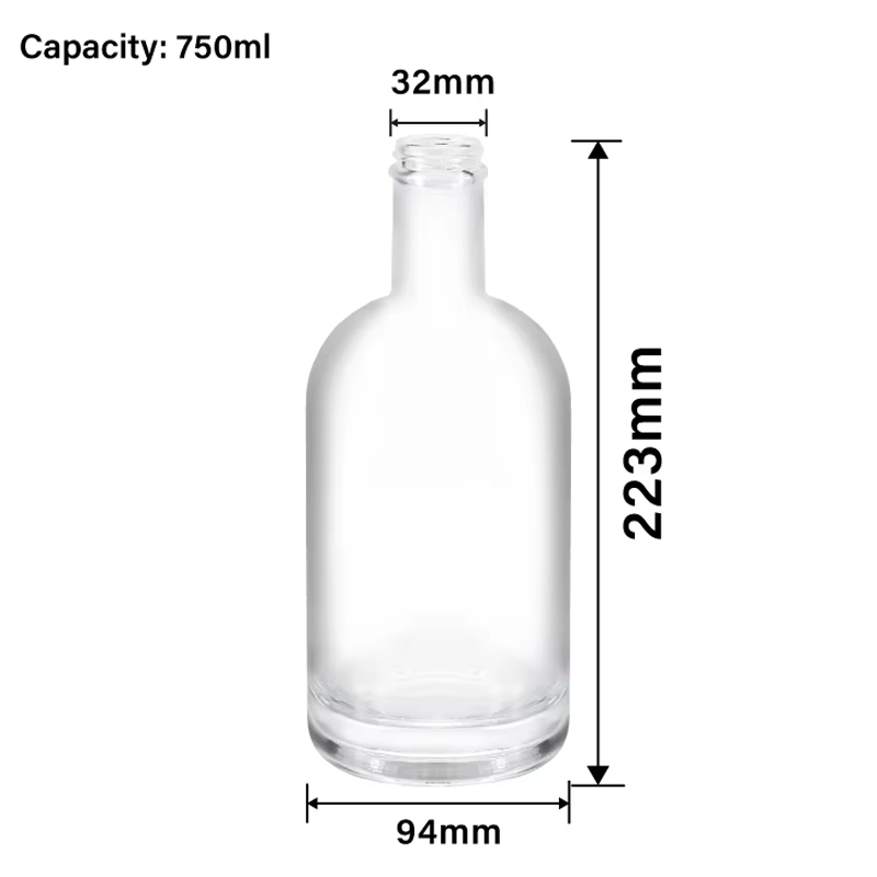 Bouteilles en verre de vodka fantaisie de 750 ml 