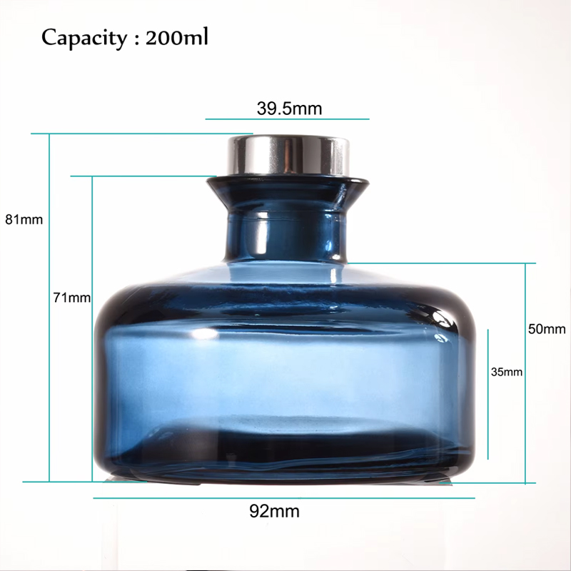 Verre de bouteille de diffuseur de concepteur d'arôme de pièce bleue française de 200 ml
