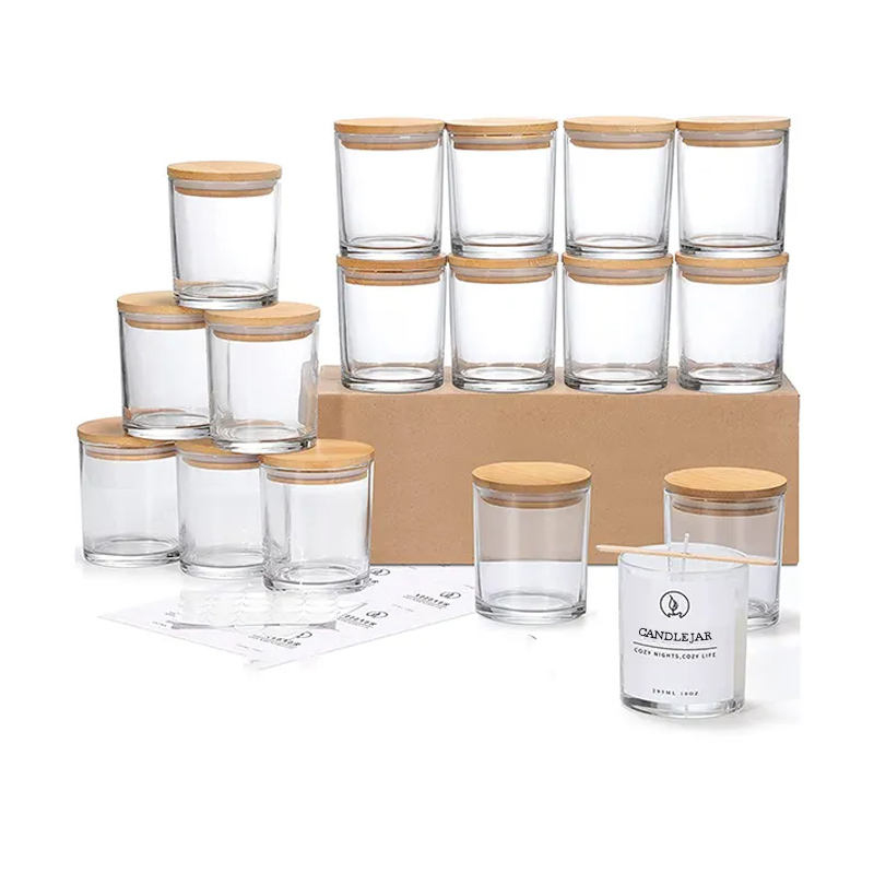 Pot de bougie en verre de 10 oz et 12 oz avec couvercle