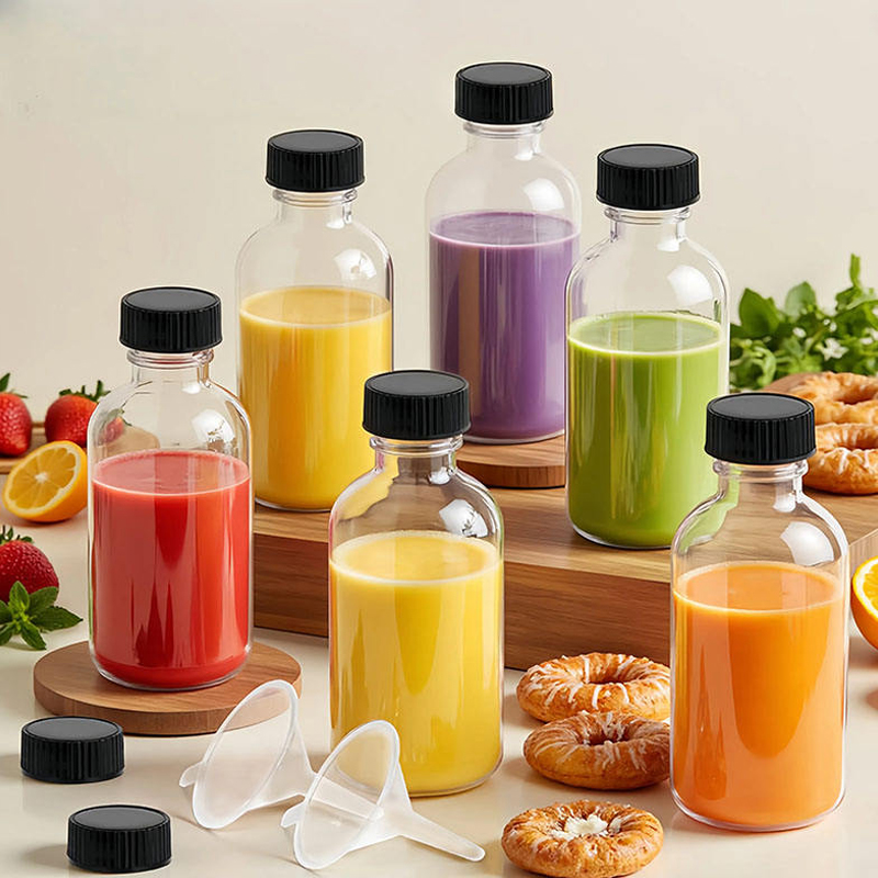 Sérigraphie ronde faite sur commande de bouchon à visser de bouteilles en verre claires faites sur commande de la boisson 60ml rechargeable pour le jus 