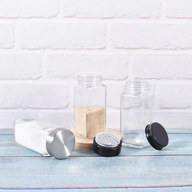Offre spéciale 120 ml poudres d'épices assaisonnement conteneurs assaisonnement pots à épices en verre carrés