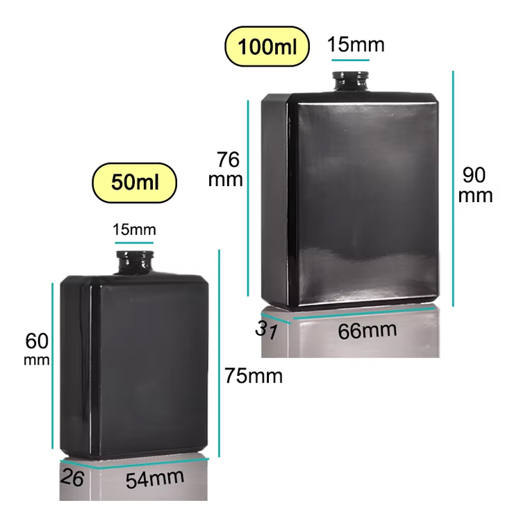 Nouveau design noir 30ml 50ml 100ml bouteille de parfum en verre 