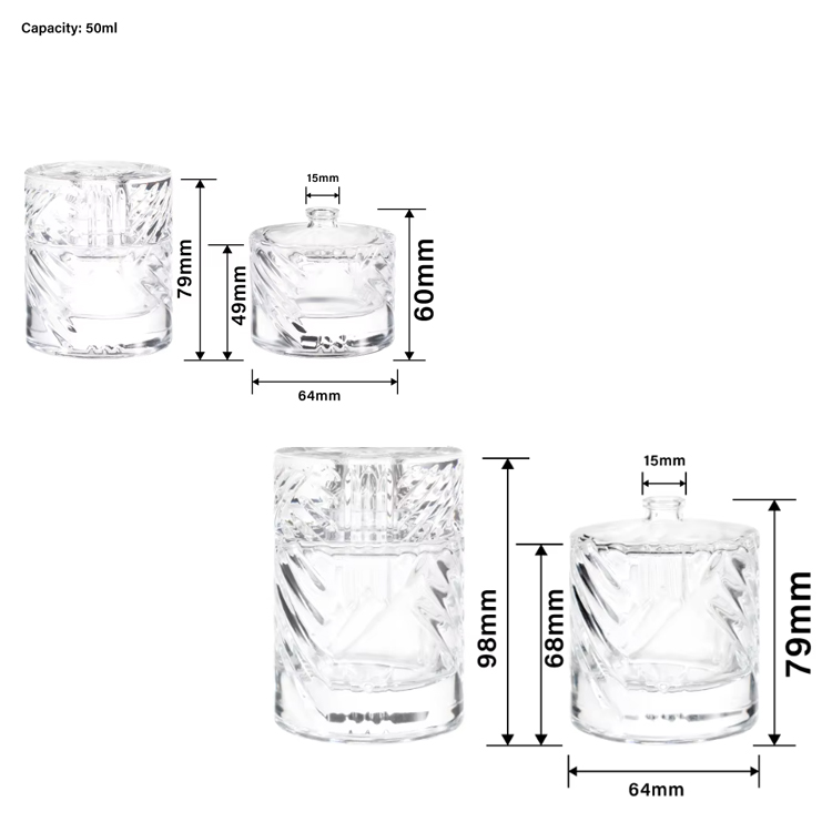 Bouteille de parfum à motif 50 Ml, 100ml, en forme de cylindre, vaporisateur en verre, bouteille de parfum