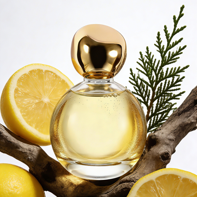  Bouteille de parfum en verre sphérique de luxe avec bouchon en or, emballage de parfum personnalisé haut de gamme