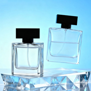 Bouteille de parfum en verre Transparent carré plat haut de gamme fantaisie 50ml 100ml 