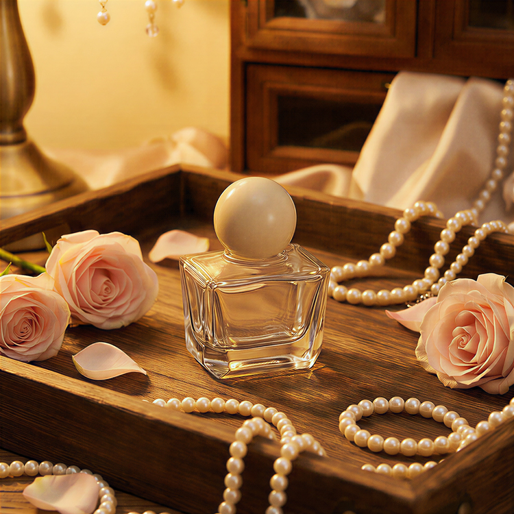 Bouteille de parfum en verre carrée de luxe avec bouchon à bille 100 ml 30 ml 50 ml, emballage de parfum de couleur personnalisé