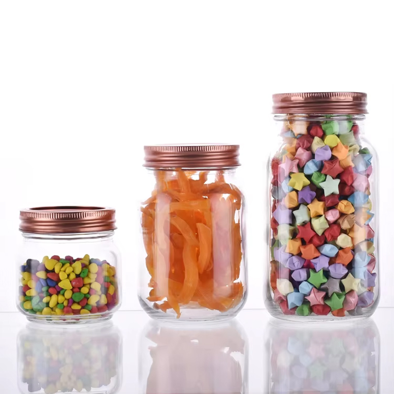 Pot Mason en verre à large ouverture avec bouchon à vis 