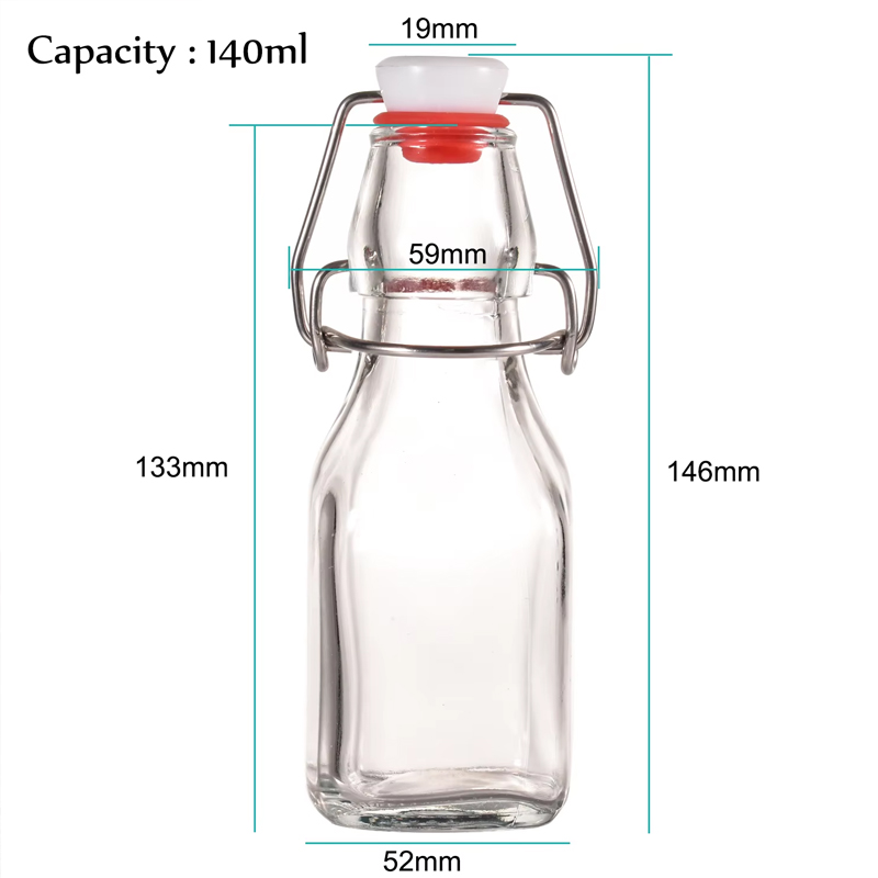 Bouteilles en verre à couvercle rabattable transparent de 120 ml