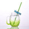 Verres de tasse de pot à boire de 16 Oz avec poignées couvercles de pailles verre à boire réutilisable en forme d'ananas coloré