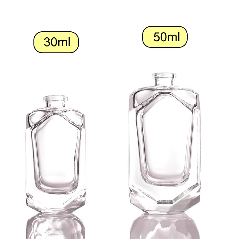 Flacon pulvérisateur de parfum vide en verre, fantaisie, 30ml, 50ml, pompe argentée, bouteille de parfum vide avec capuchon
