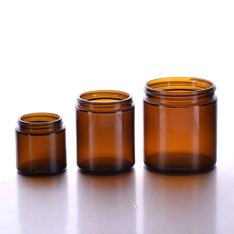 Pot de bougie en verre vide de luxe ambre de 4oz 8oz 16oz avec couvercles en aluminium métallique