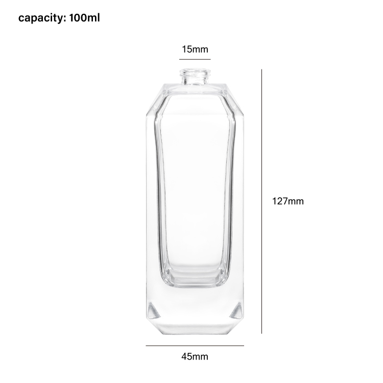 Bouteille de parfum en verre à facettes de luxe avec bouchon en métal, emballage de parfum de qualité supérieure à base épaisse