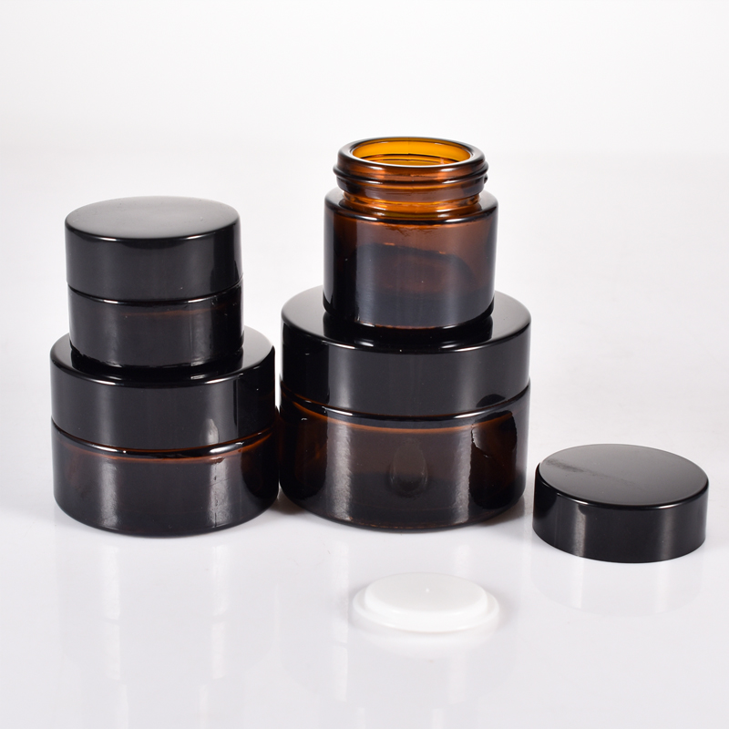 Pot de crème en verre pour cosmétiques ambrés écologiques