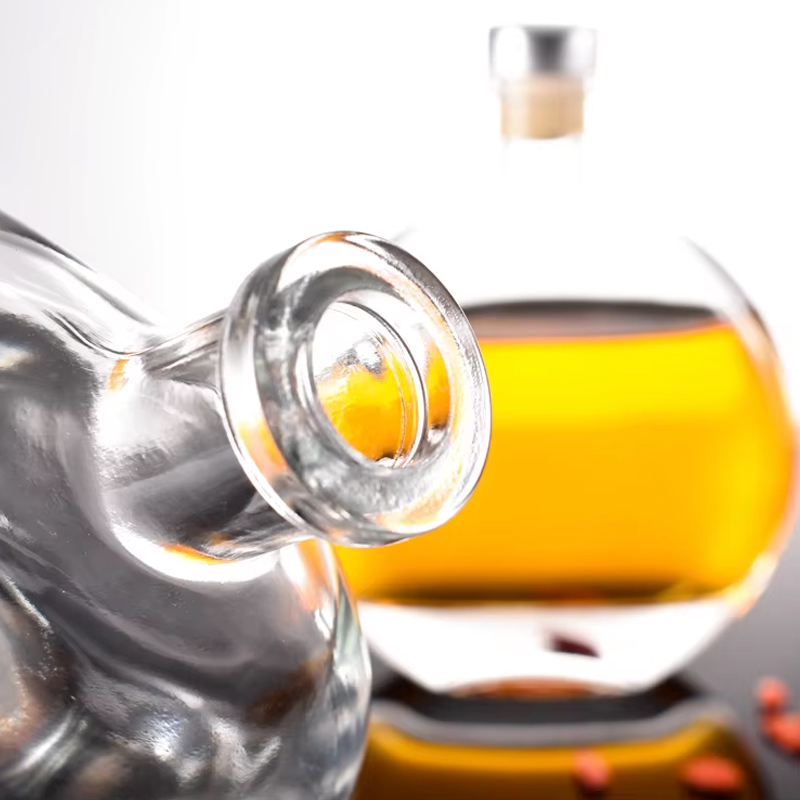 Bouteilles d'alcool en verre 250 ml rondes transparentes