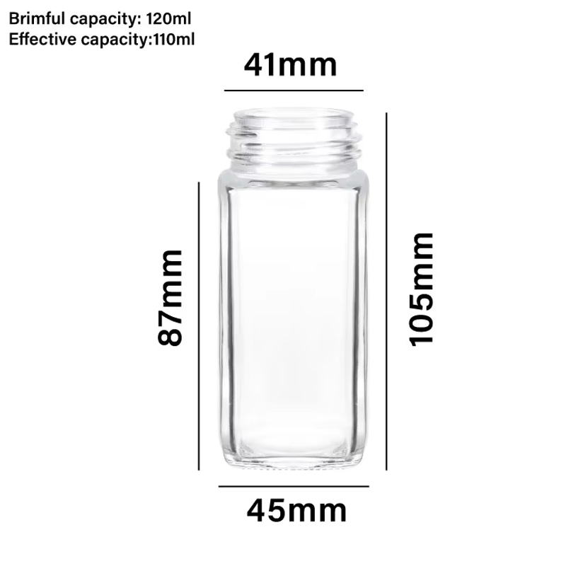 Offre spéciale 120 ml poudres d'épices assaisonnement conteneurs assaisonnement pots à épices en verre carrés