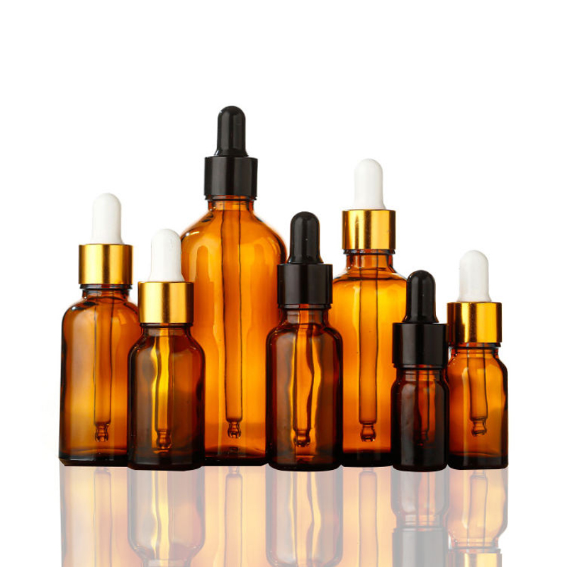 Flacons compte-gouttes en verre ambré de luxe de 5 ml 10 ml 15 ml 20 ml avec pipette