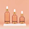 Bouteille d'huile essentielle en verre à fond doré, 25ml, 35ml, 50ml, avec bouchon doré