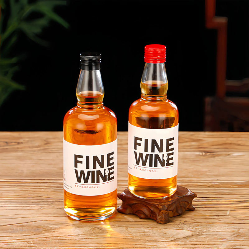 Bouteille ronde en verre de Tequila, whisky, Vodka, 50ml, 100ml, 200ml, 375ml, 500ml, bouteille en verre pour liqueur avec bouchon à vis, vente en gros