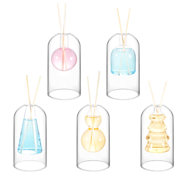 Bouteille de diffuseur de roseaux en verre à haute teneur en Borosilicate à Double paroi, récipient de diffuseur d'aromathérapie décoratif moderne pour parfum de maison