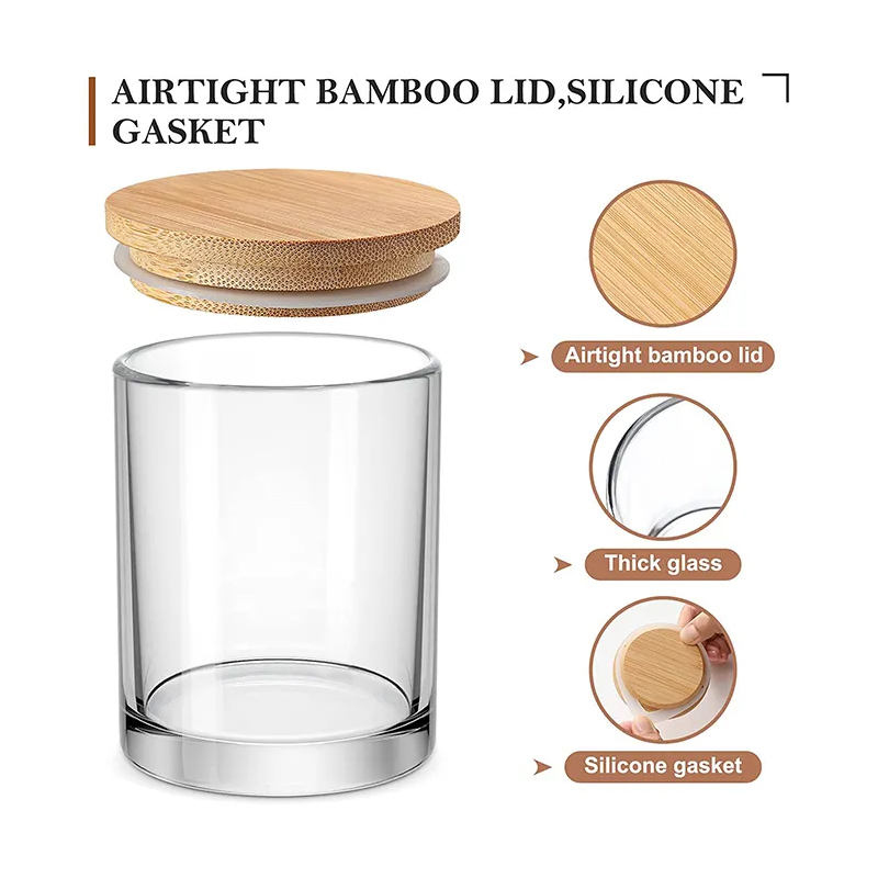 Pot de bougie en verre de 10 oz et 12 oz avec couvercle