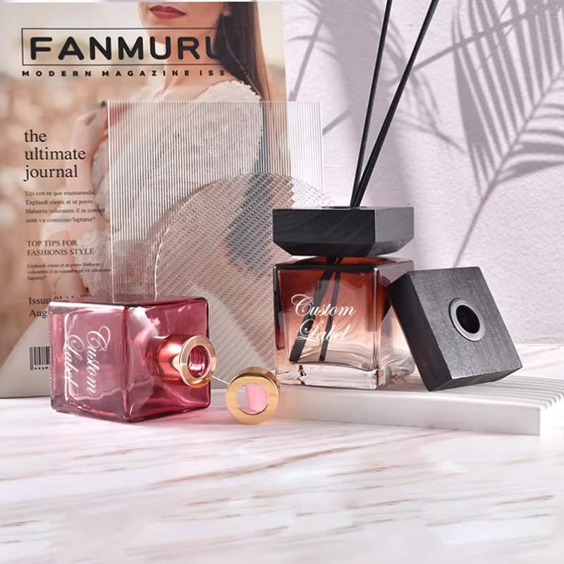 Bouteille de diffuseur de roseau vide à dégradé carré classique personnalisé de 200 ml