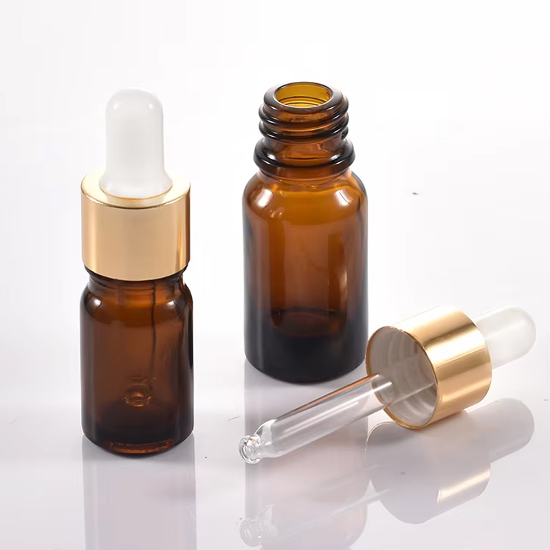 Flacons compte-gouttes en verre ambré de luxe de 5 ml 10 ml 15 ml 20 ml avec pipette