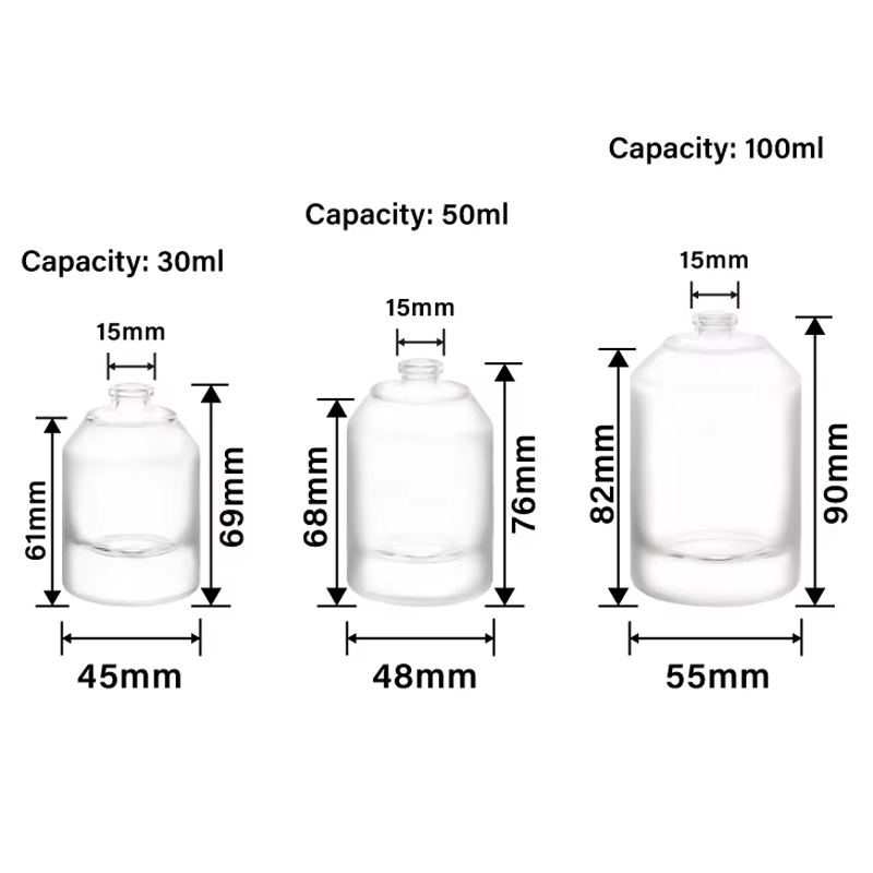 Bouteille de parfum à épaule inclinée de 30 ml 50 ml 100 ml