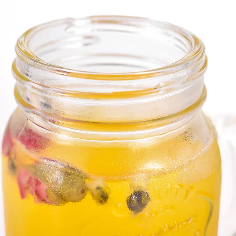 Tasse en pot Mason transparente avec poignée et paille