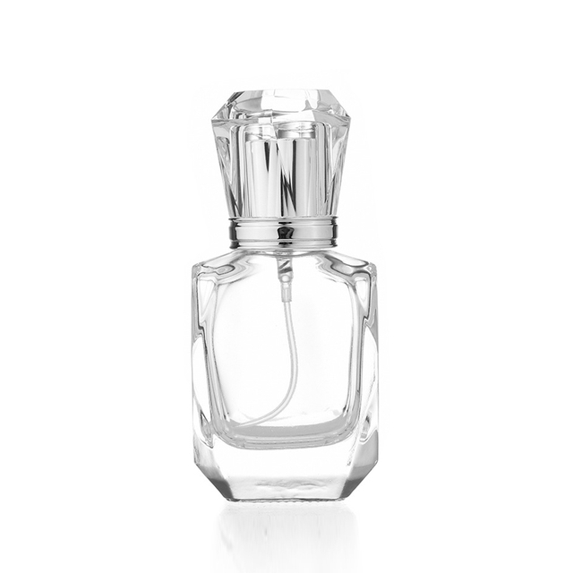 Flacon pulvérisateur de parfum vide en verre, fantaisie, 30ml, 50ml, pompe argentée, bouteille de parfum vide avec capuchon