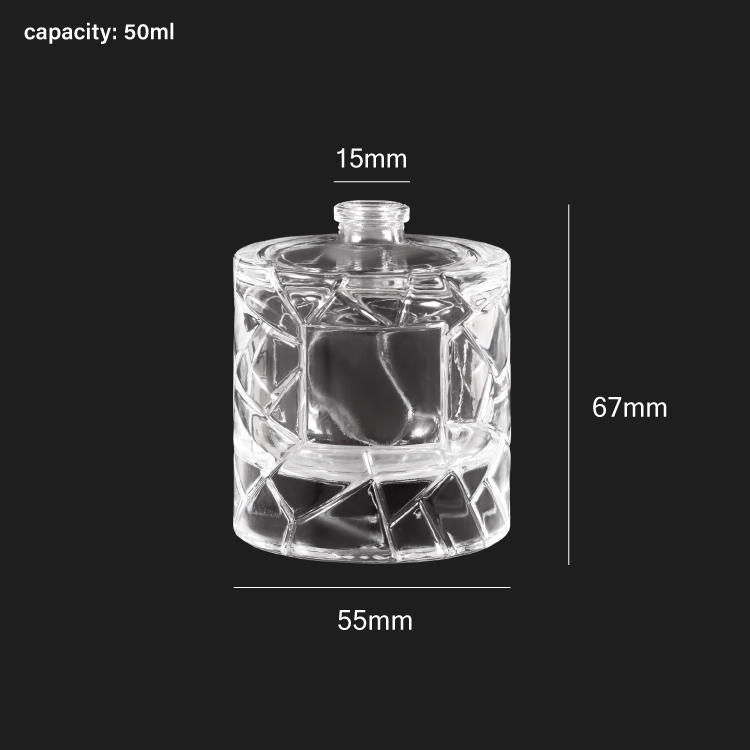 Bouteille de parfum en verre ronde de luxe coupée en diamant de 50 ml 100 ml avec capuchon en métal pour emballage de parfum pour hommes