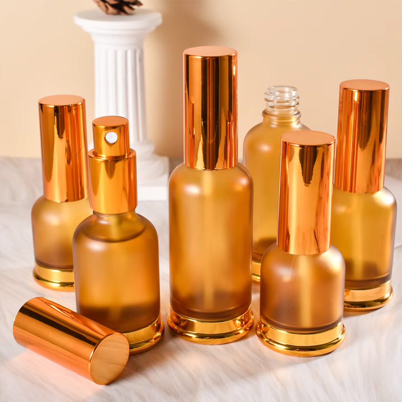 Flacon pulvérisateur de parfum à brume fine en verre givré Orange, 25ml, 30ml, 50ml, avec Base