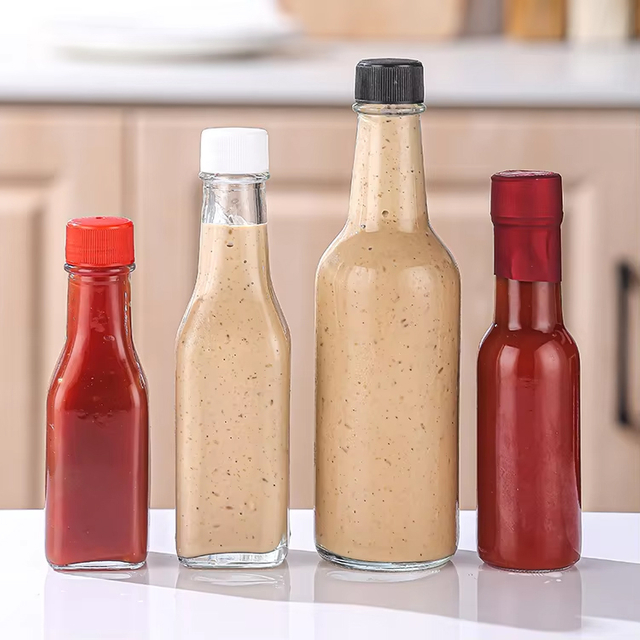 Ventes chaudes petite bouteille en verre 90 ml 250 ml 150 ml bouteilles Woozy pour verre de sauce piquante
